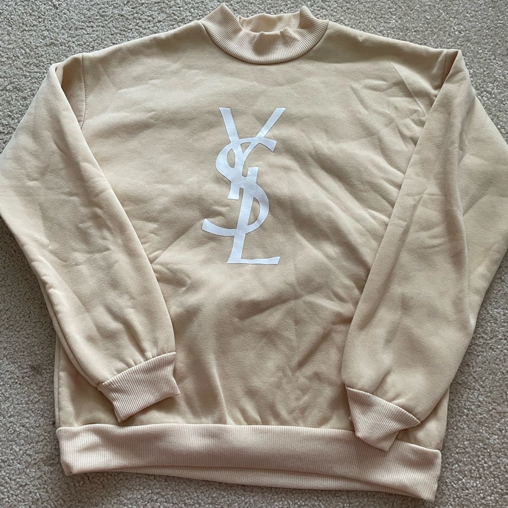 YSL Logo Mock Neck Sweatshirt